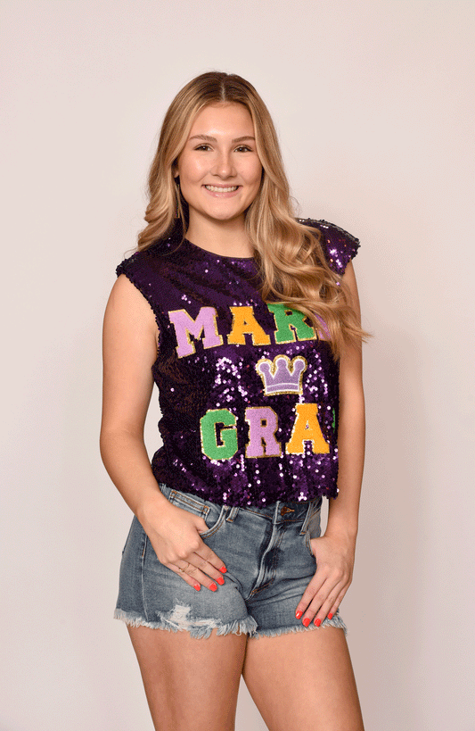 Bi BI MG Letter Patch Top *Back Zipper*