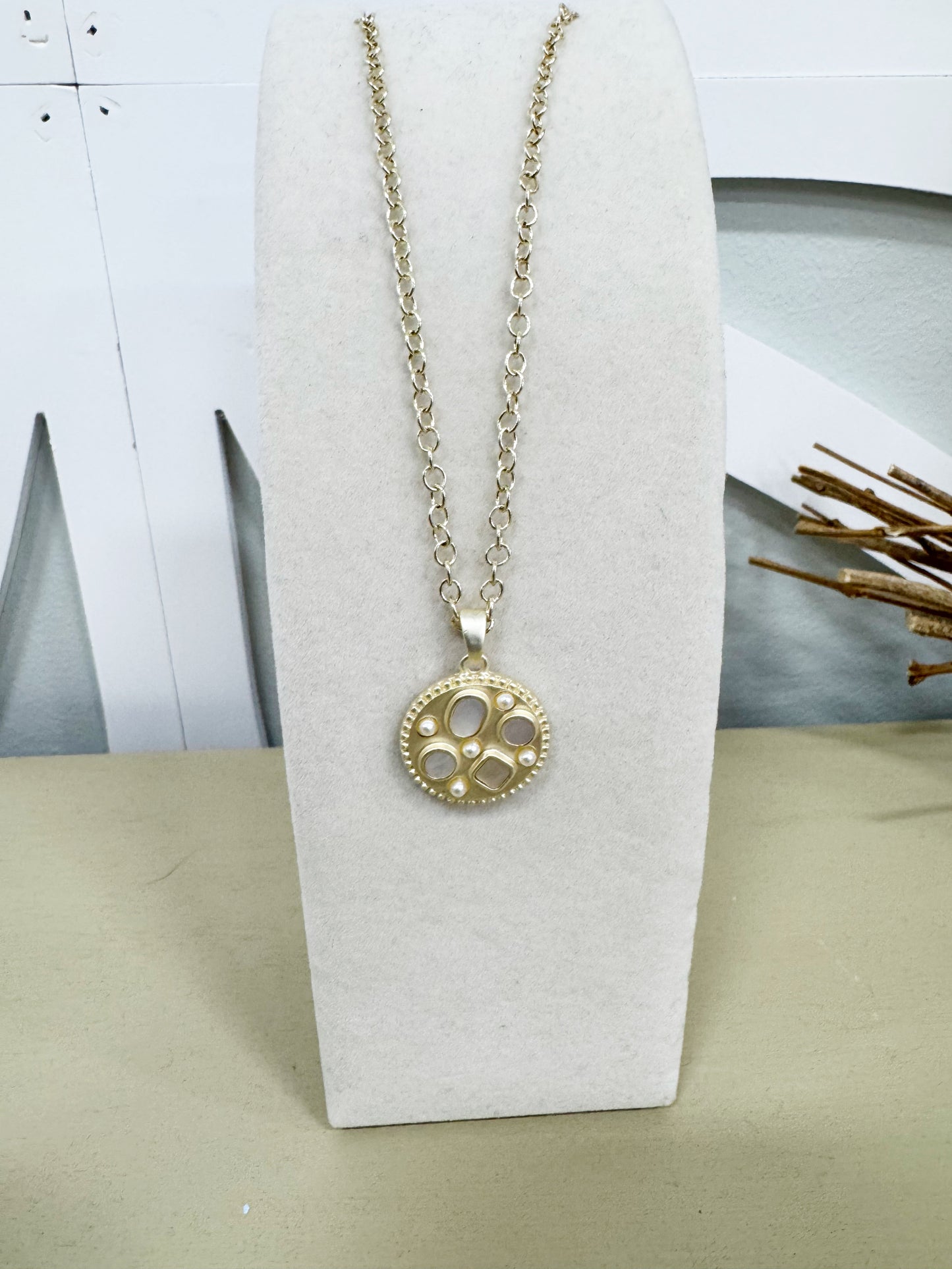 14K plated Dana necklace MOP