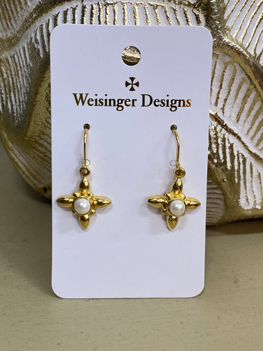 WD Pearl Cross Earrings