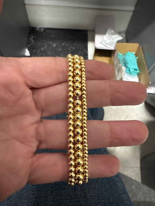 14K gold plated stretch bracelet set