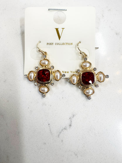 5 Stone Dangle Holiday Earring