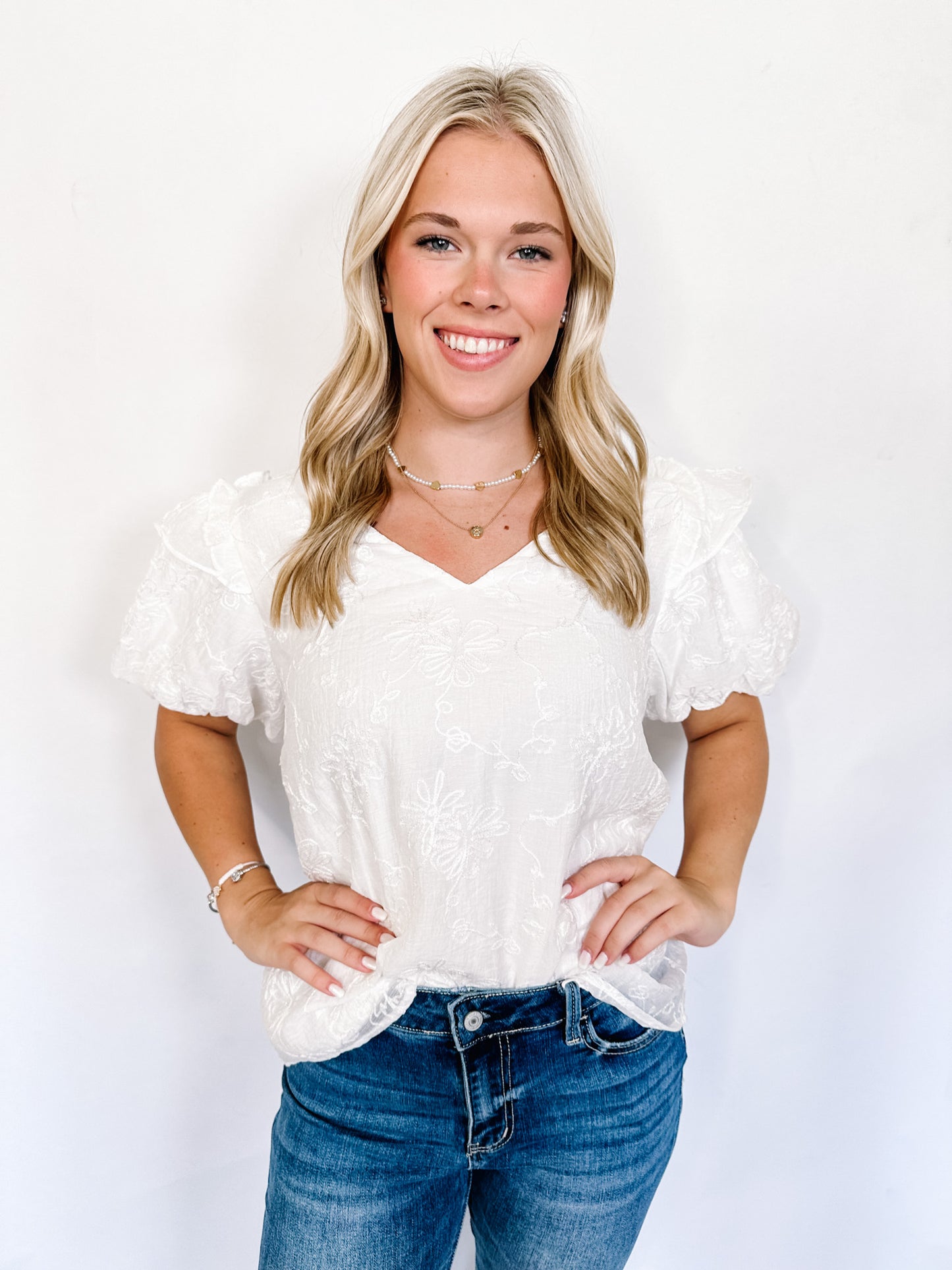 Sandy embossed floral top
