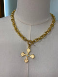 WD Large Cross Pearl Accent Necklace