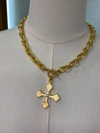 WD Large Cross Pearl Accent Necklace