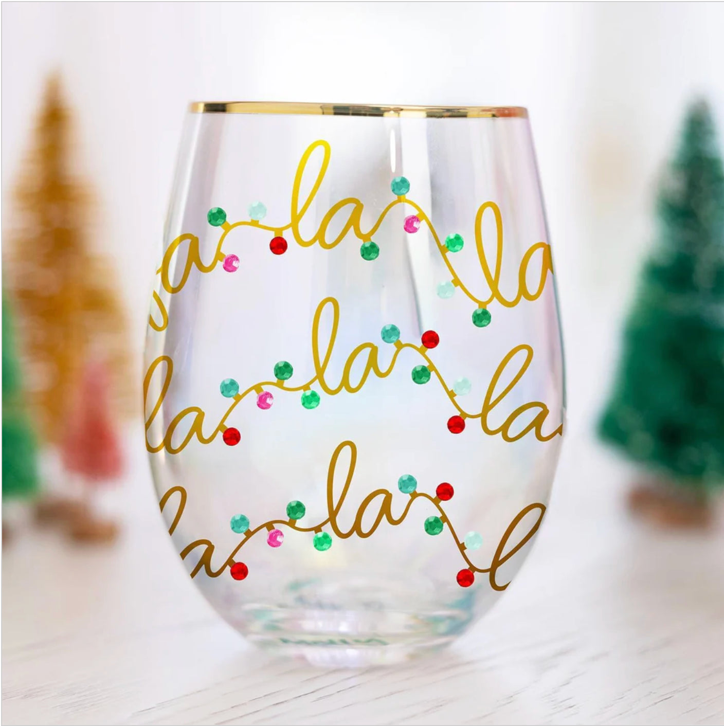 Holiday Stemless Wine Glass