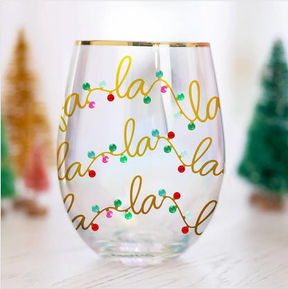 Holiday Stemless Wine Glass
