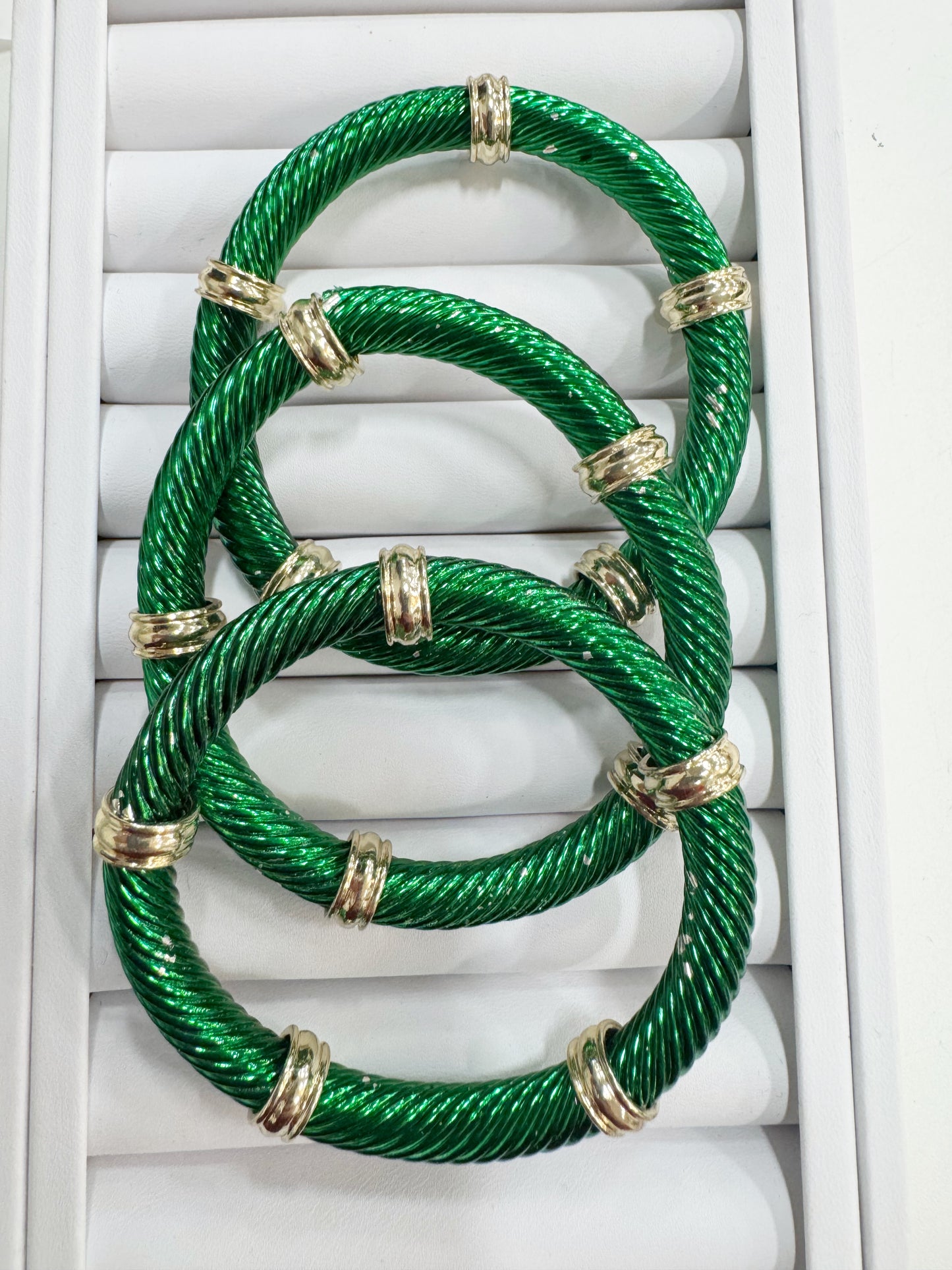 Green stretch bracelets