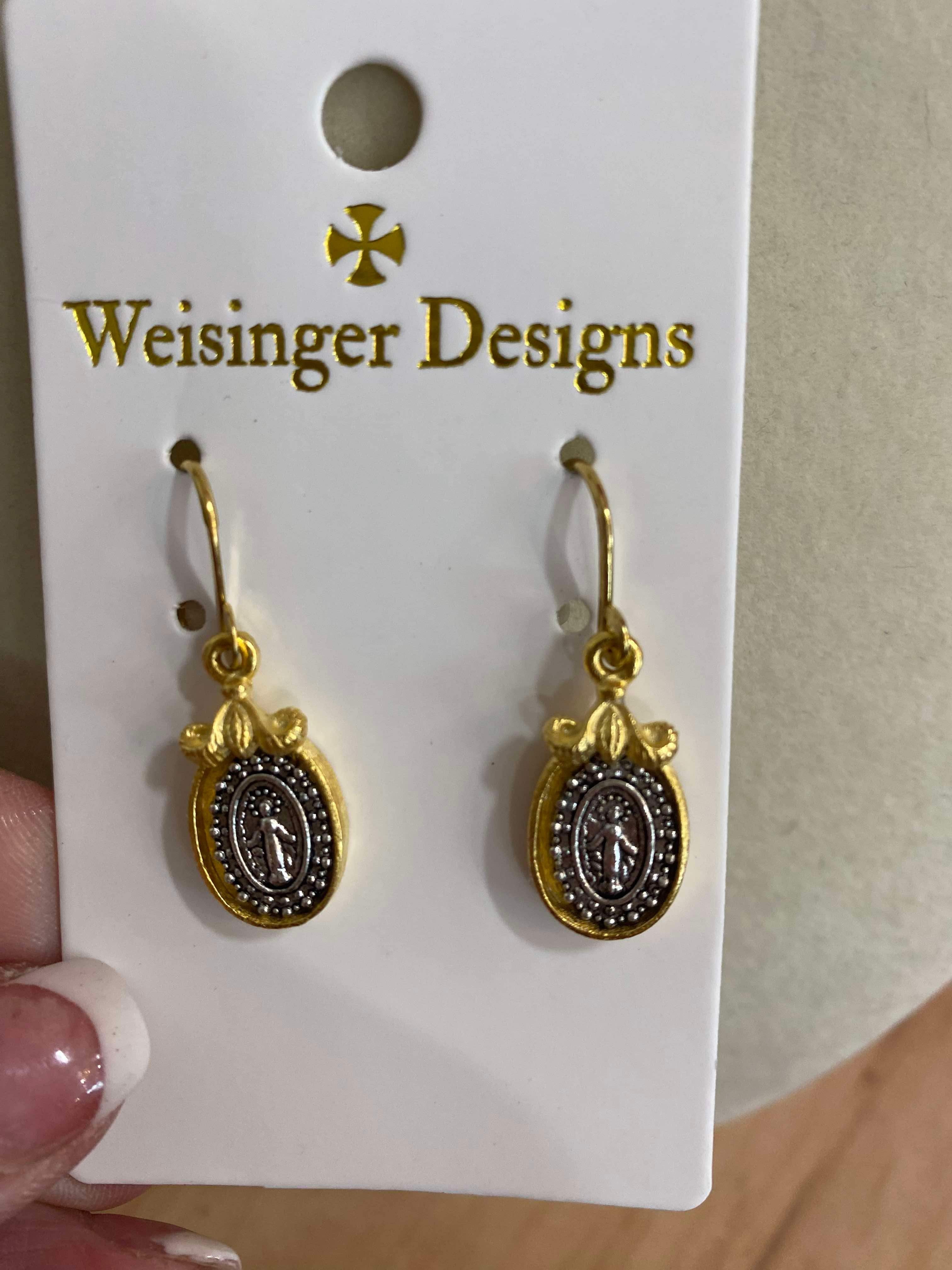 WD Antique Silver Virgin Mary Earrings