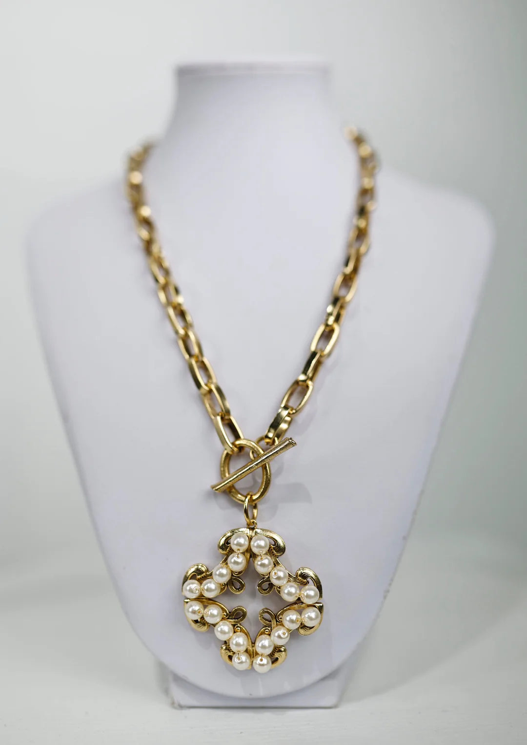 Yochi Golden Grace Pearl Pendant Necklace