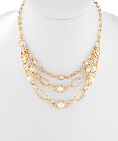 3 strand pearl layering necklace
