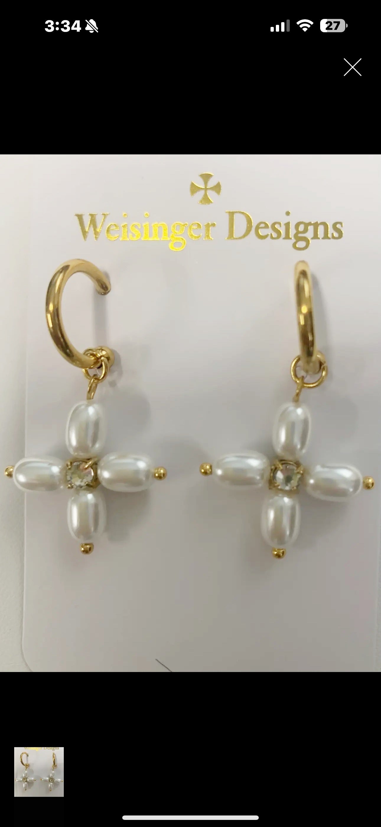 Celestia Pearl Cross Earrings ✨