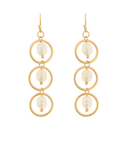 Triple drop fresh water pearl earrings