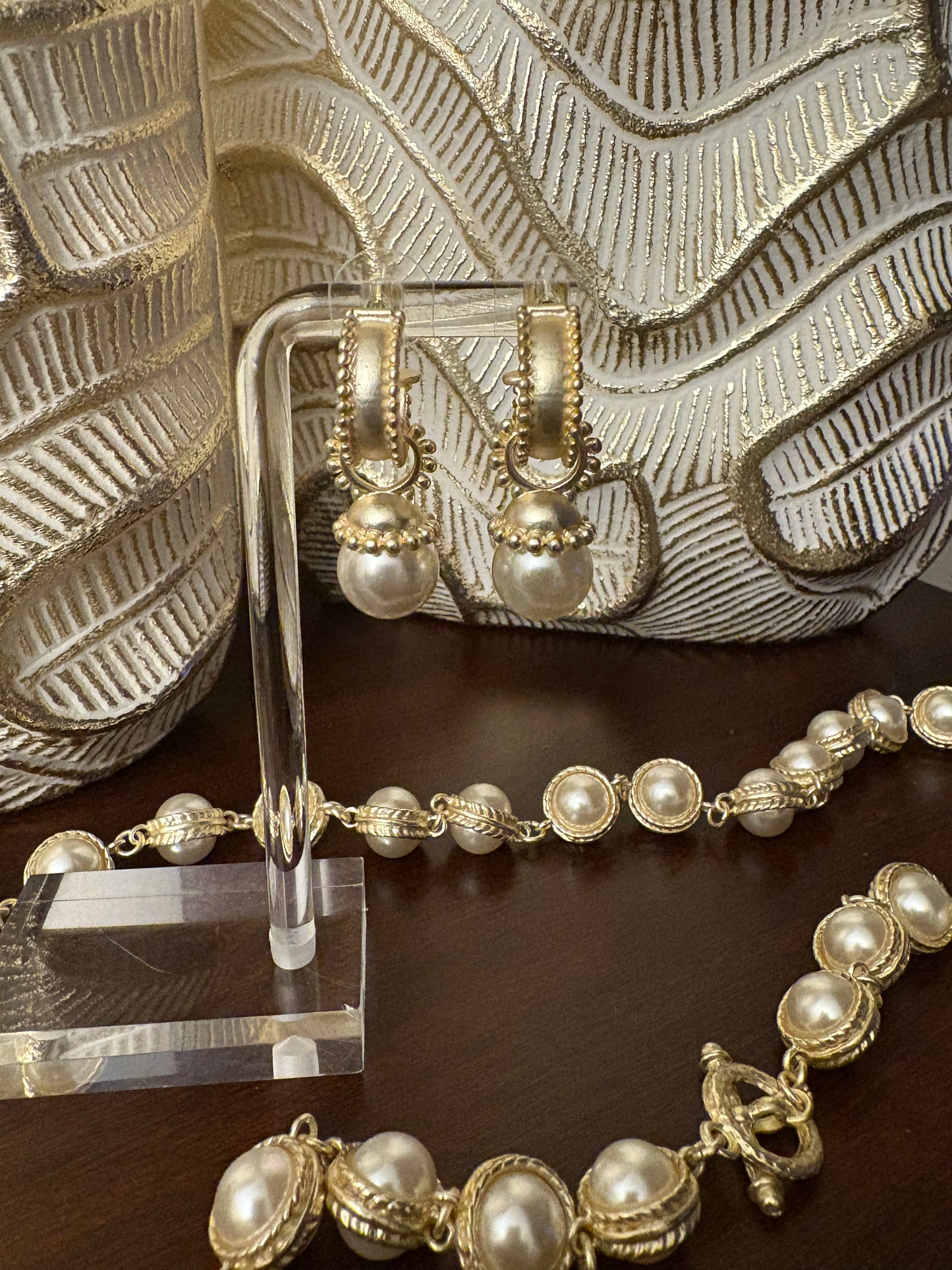 14K Gold Plated Dangle Pearl Earrings