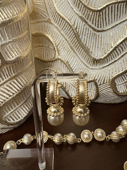 14K Gold Plated Dangle Pearl Earrings