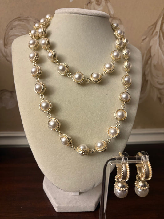 14K Gold Plated Pearl Adorned Necklace