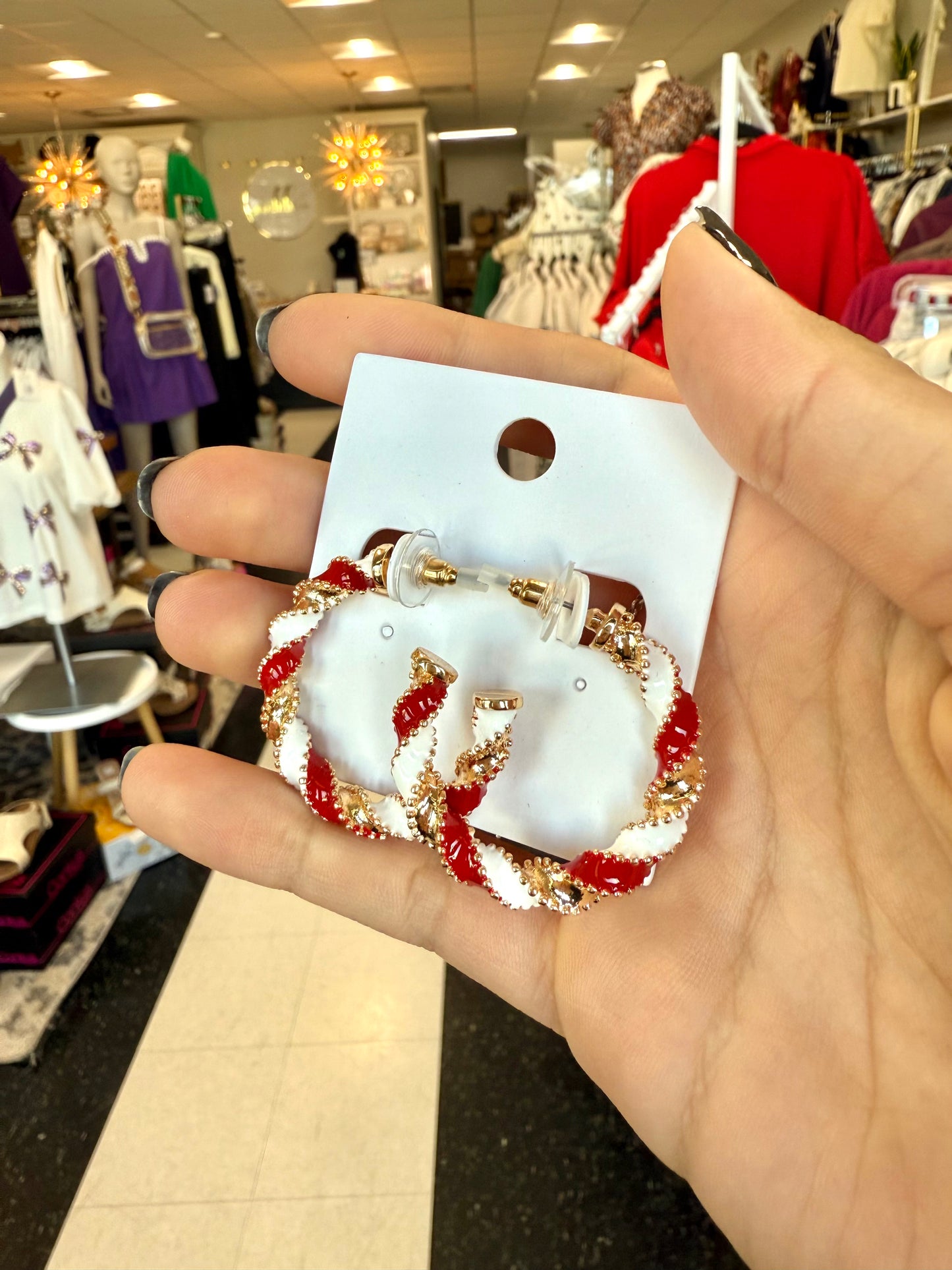 Enamel 1 1/2” Hoop Earrings