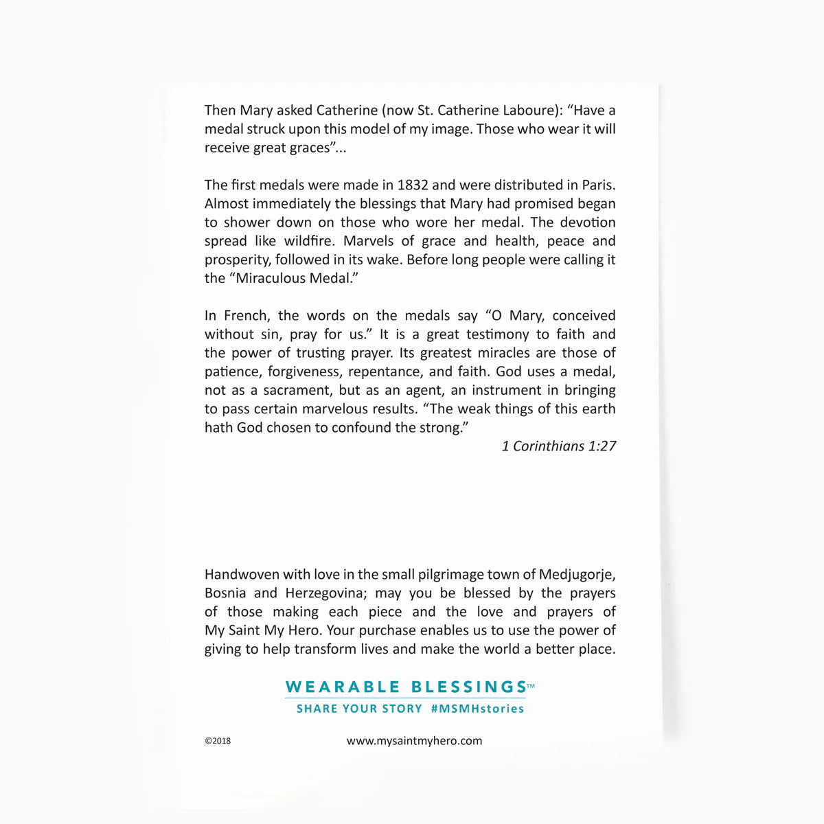 MSMH Miraculous Mary Blessing Bracelet 10 medal