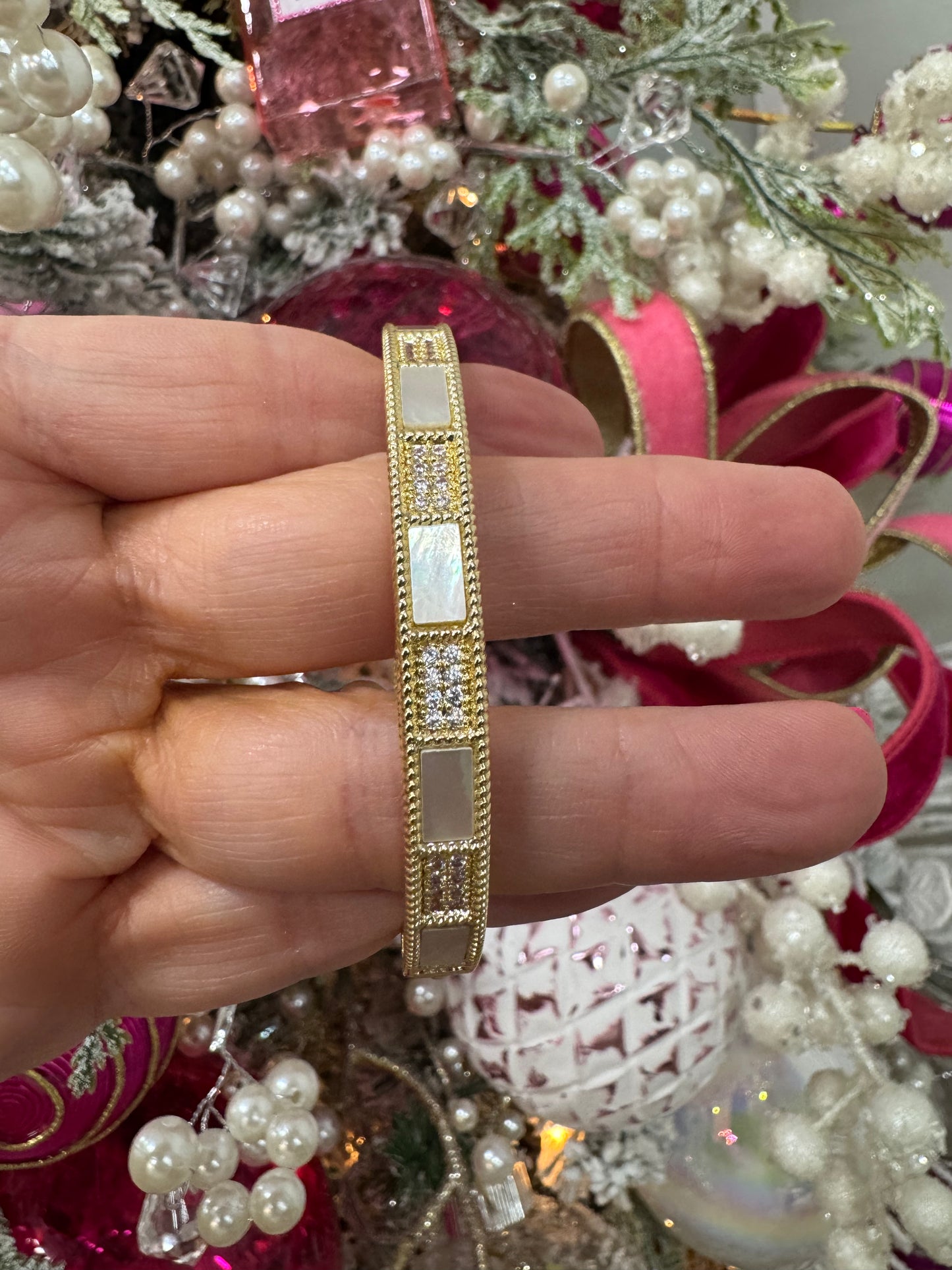 Gold plated MOP & CZ bracelet