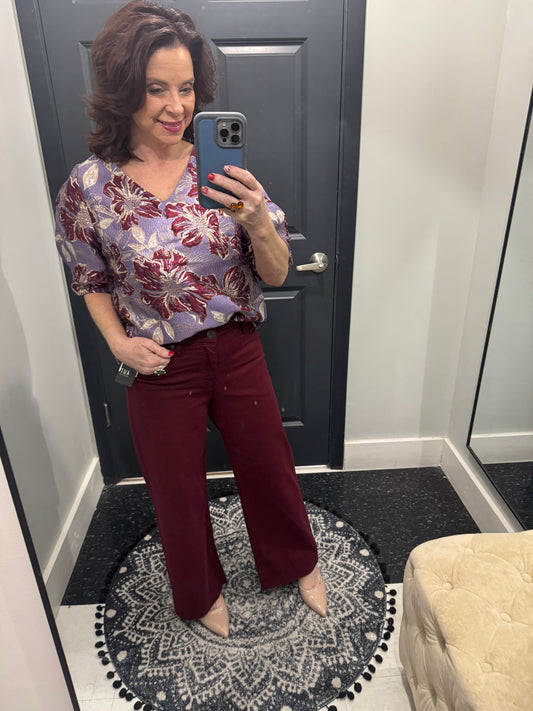 Metallic Floral Jacquard Top