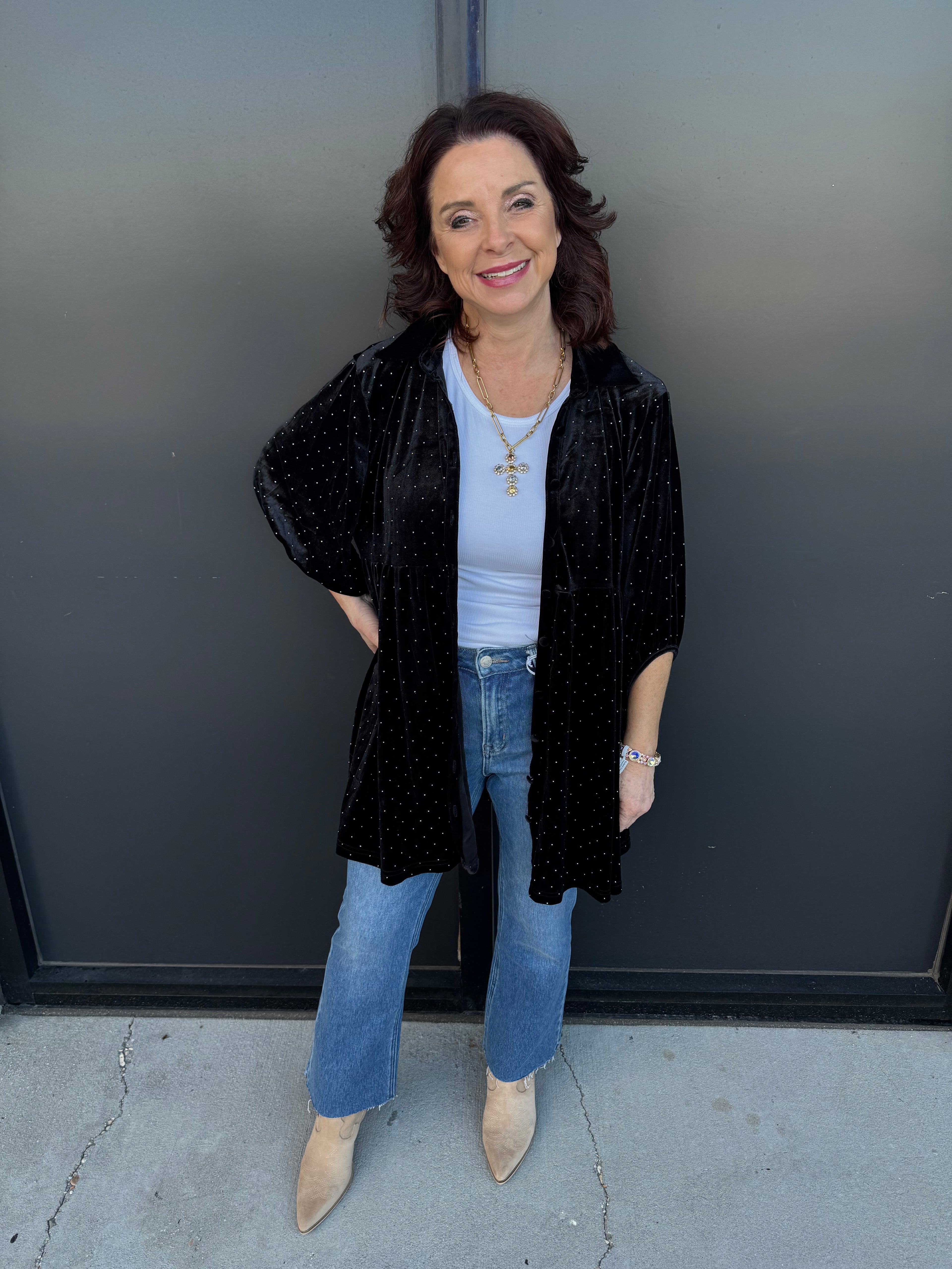 Beaded Velvet Tunic Dress - 𝐃𝐨𝐨𝐫 𝐁𝐮𝐬𝐭𝐞𝐫!