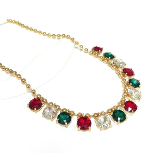 Multi Stone Holiday Statement Necklace