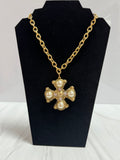 Yochi Josephine Cross-Pearl necklace
