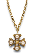 Yochi Josephine Cross-Pearl necklace