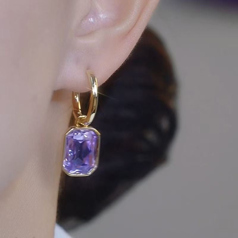 Amethyst Glow Leverback Drop Earrings