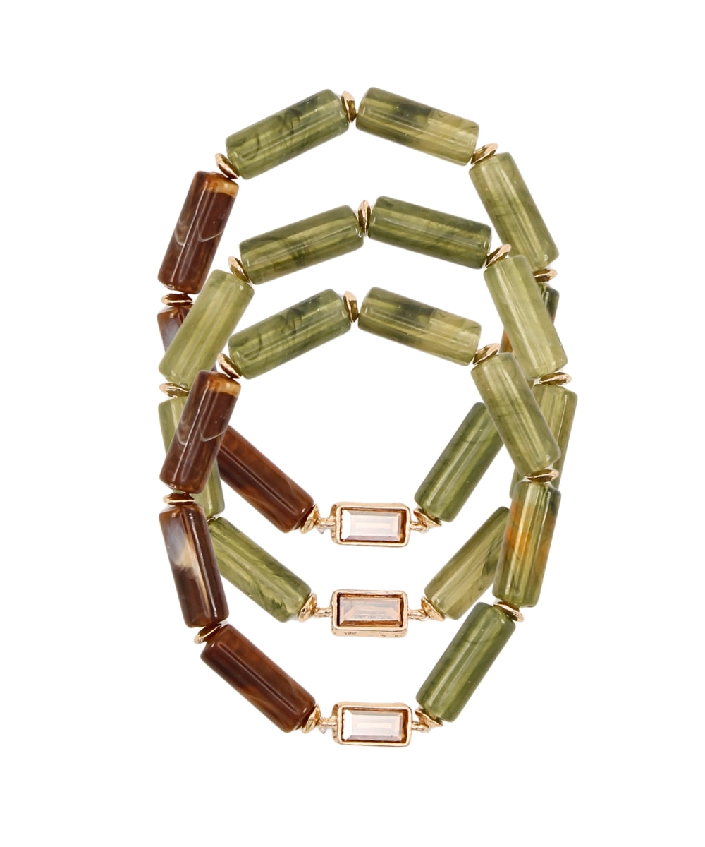 Set of 3 marble tube bracelet