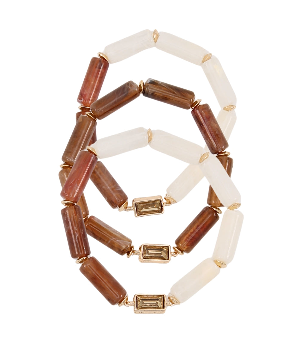 Set of 3 marble tube bracelet