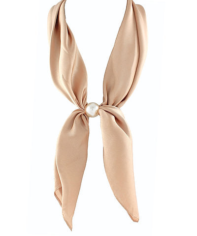 Accented long pearl scarf necklace