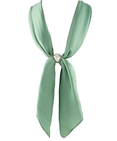 Accented long pearl scarf necklace