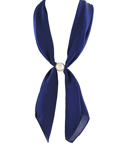 Accented long pearl scarf necklace