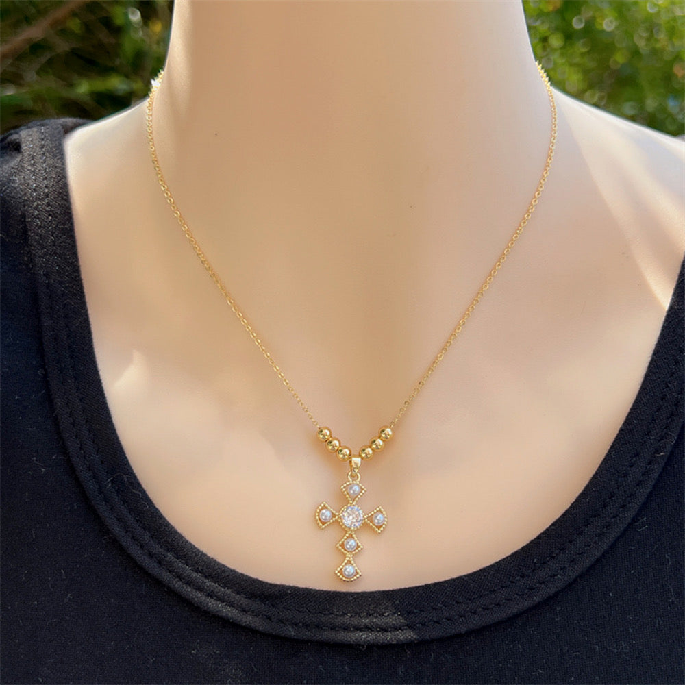 Heavenly Pearl Cross Necklace!