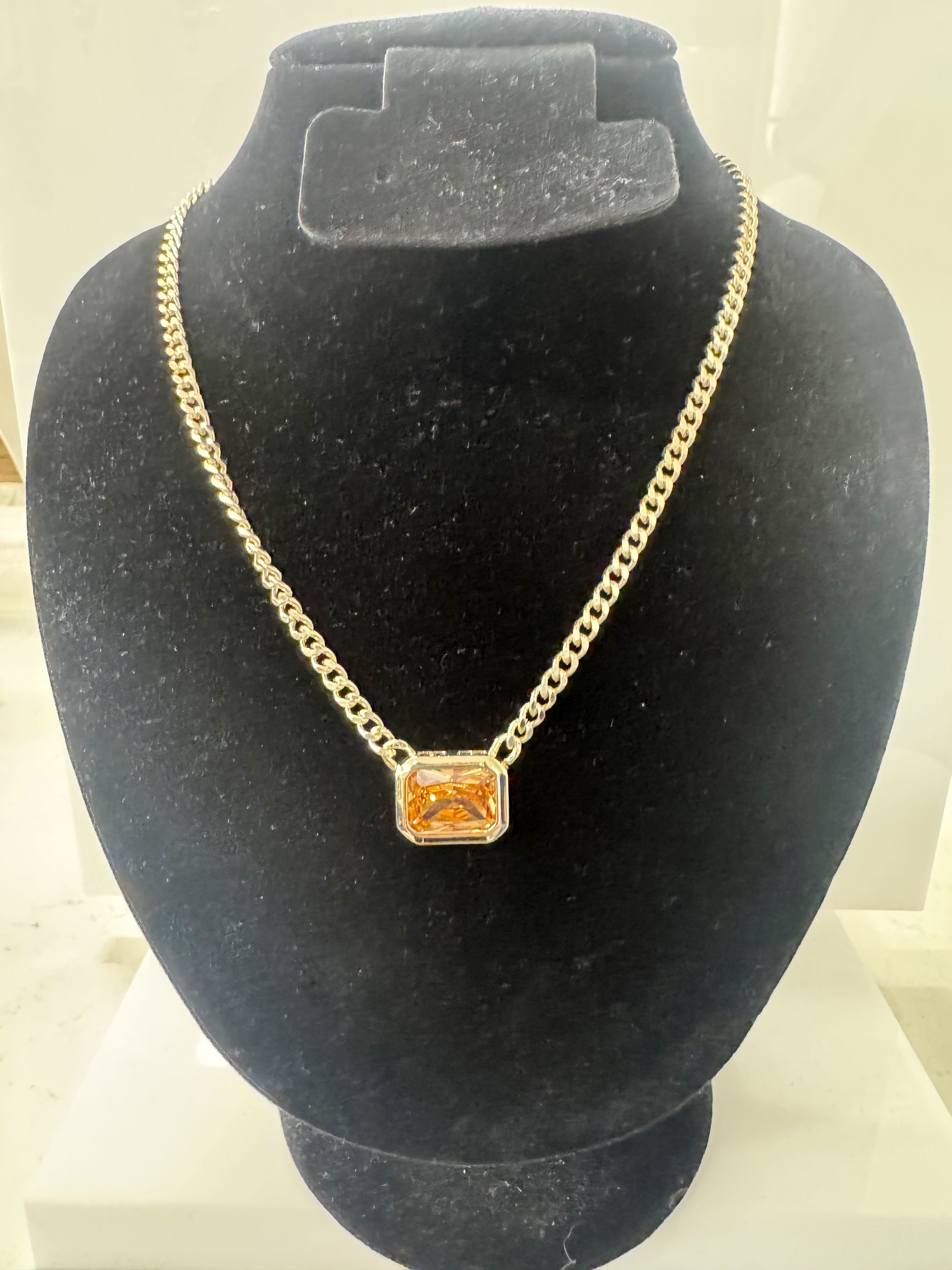 Rectangular crystal necklace