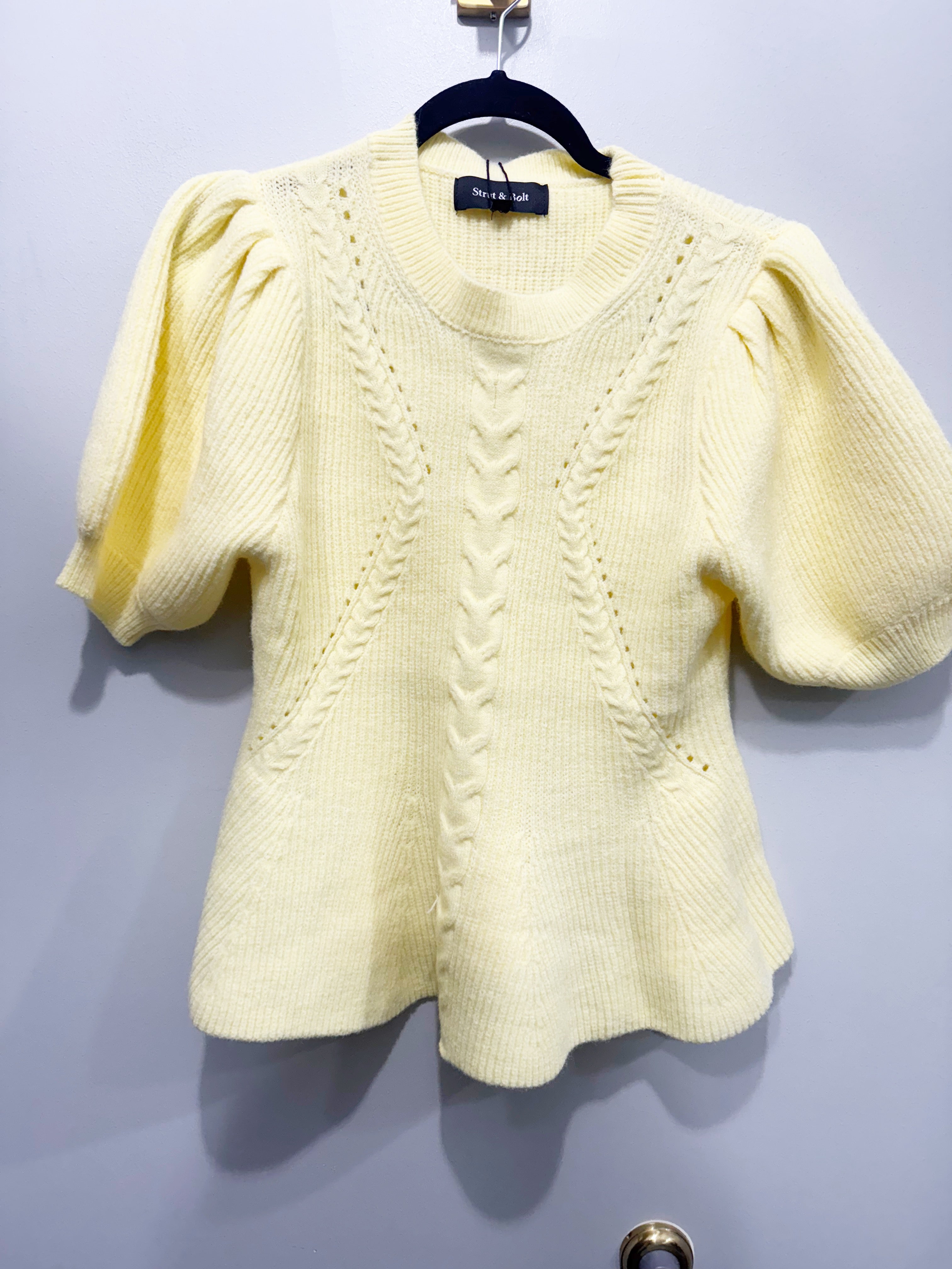 Flared Puff Sleeve Knit Top