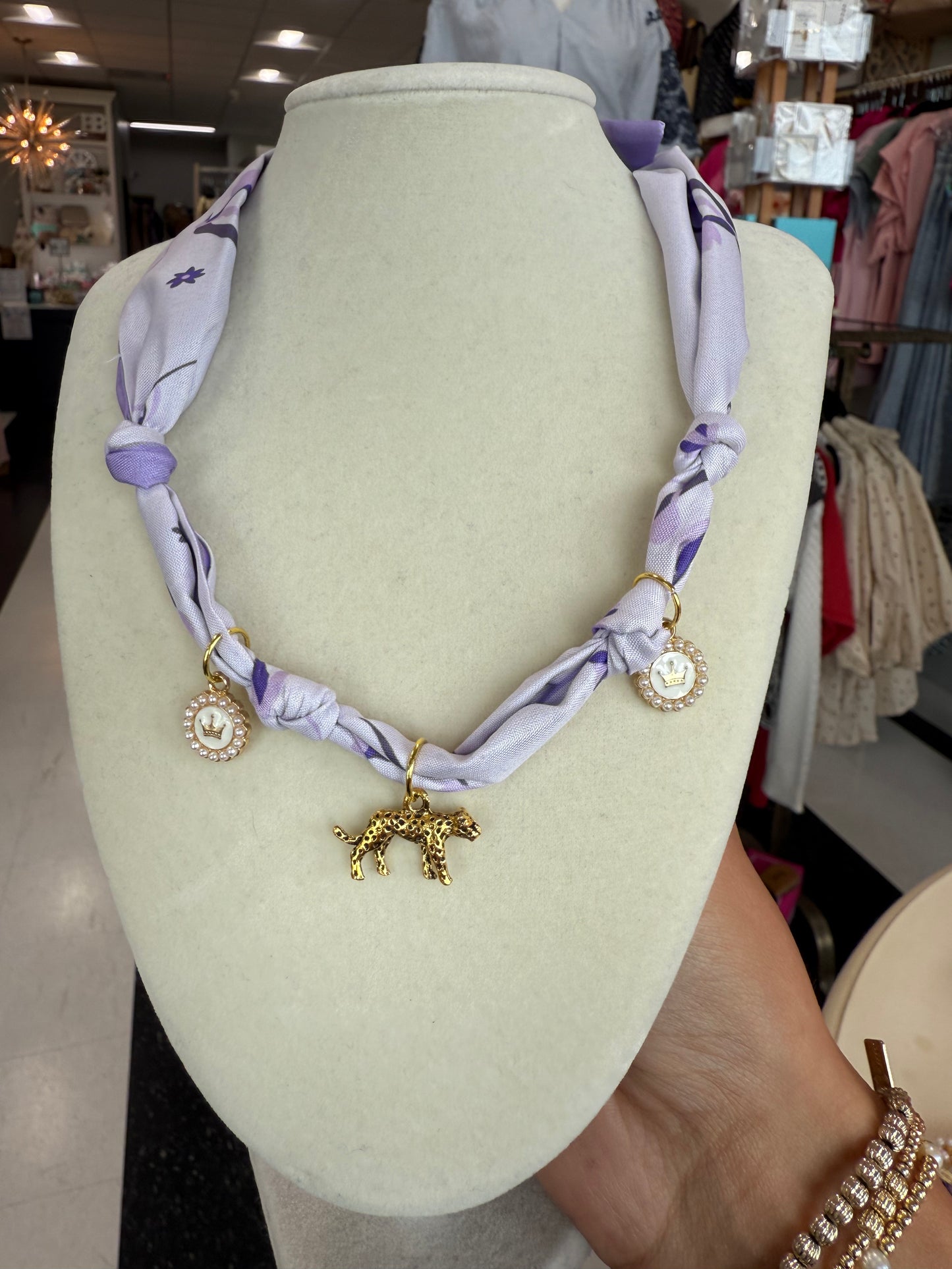 Scarf Necklace - Multi Charm