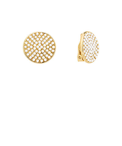 Round Pearl Beads Clip-On Earrings