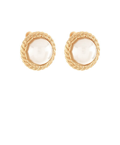 Dome Shape Pearl Clip On Earrings