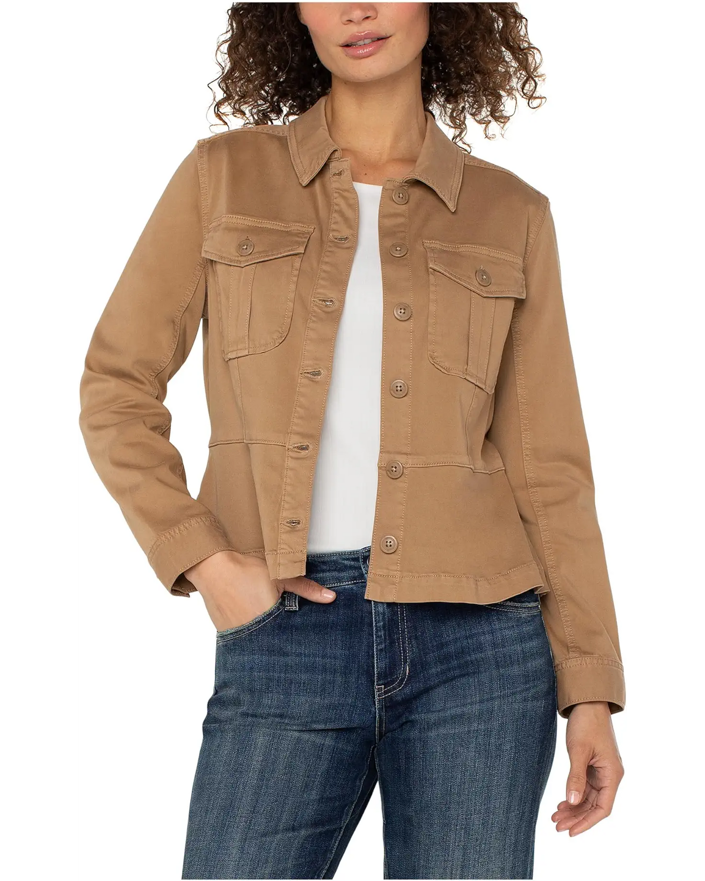 Tucker jacket w/ peplum hem