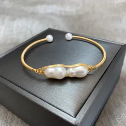 Pearl cluster wire wrapped bangle