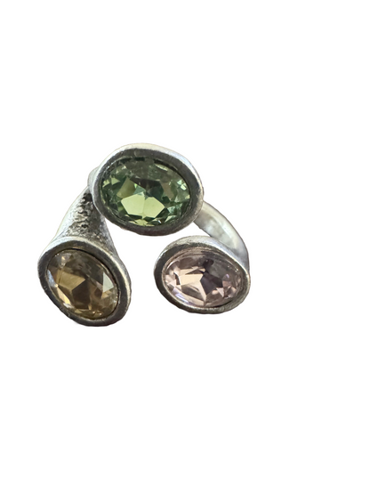 Sterling silver 3 stone adjustable rings