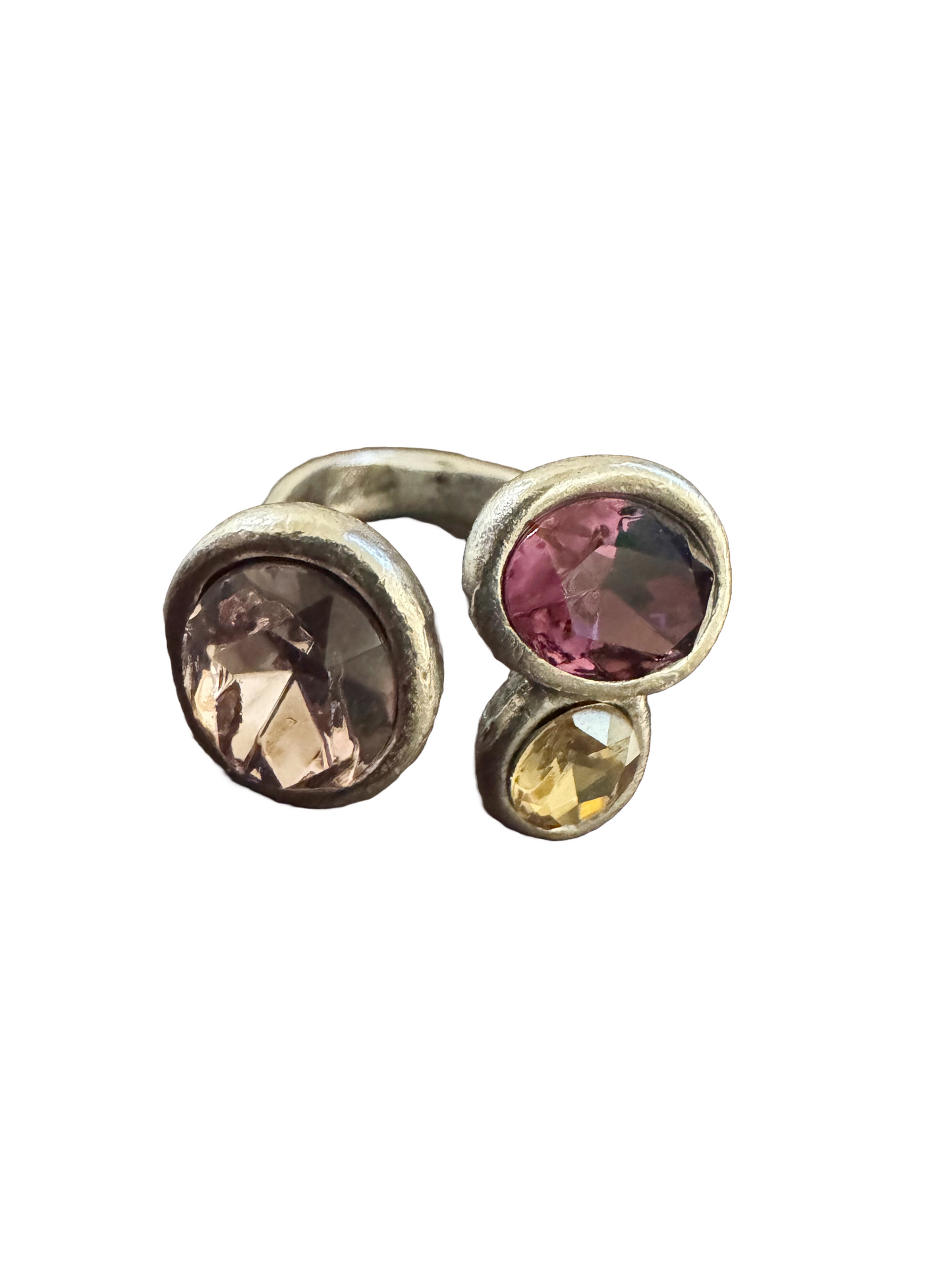 Sterling silver 3 stone adjustable rings