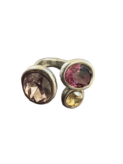 Sterling silver 3 stone adjustable rings