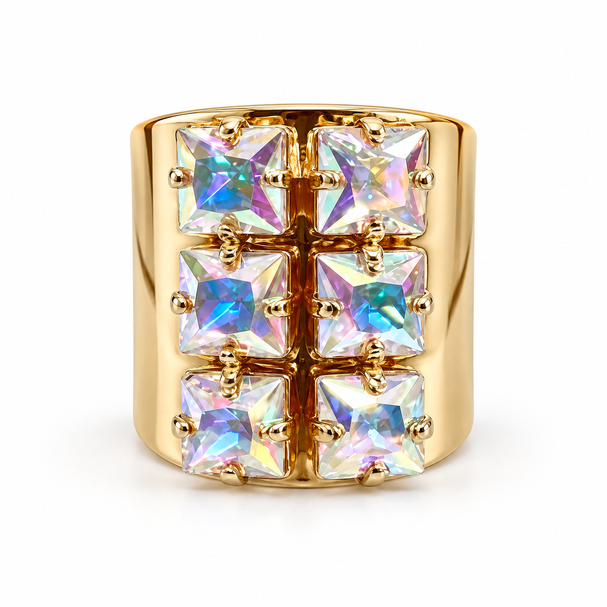 Gold Plated Dressed To Dazzle Adjustable Ring