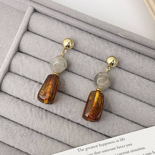 Stone drop earrings