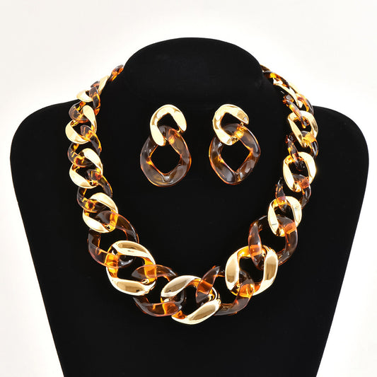 Tortoise earring and necklace set