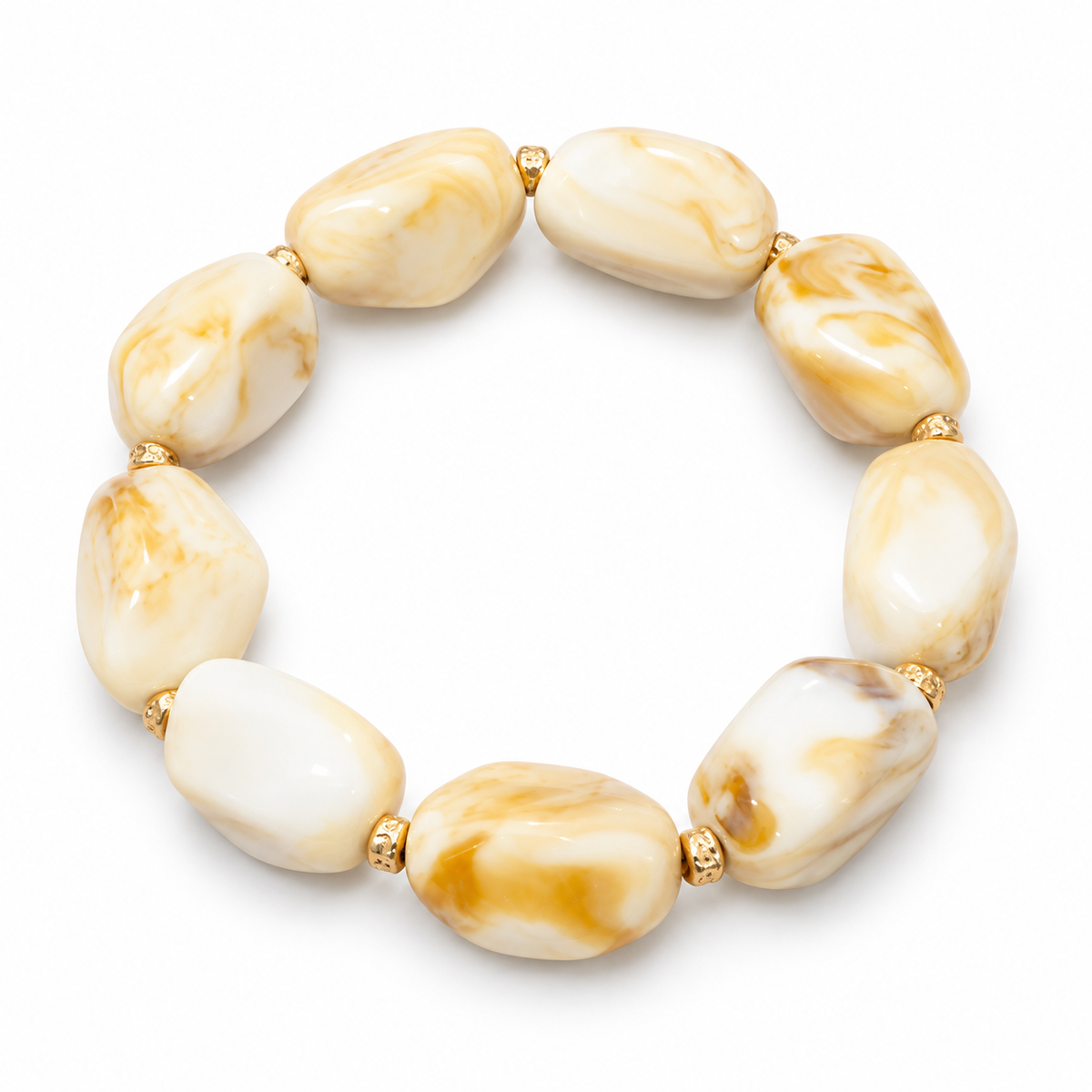 Brown/cream marble stretch bracelet