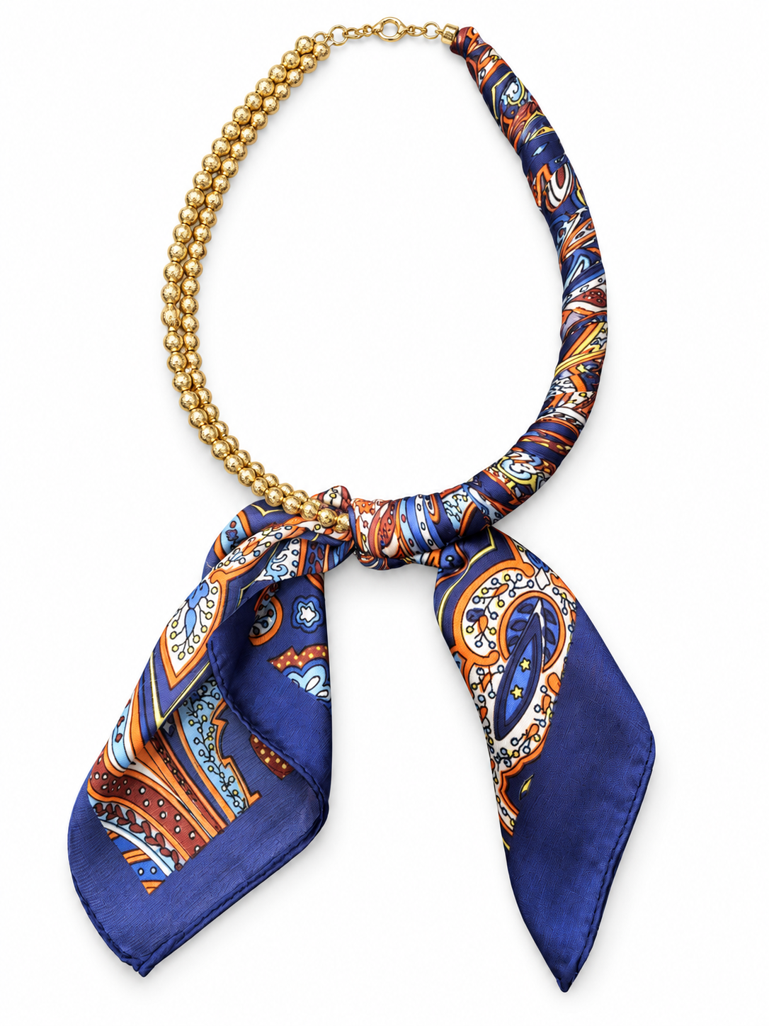 Gold Beaded Scarf Necklace☀️