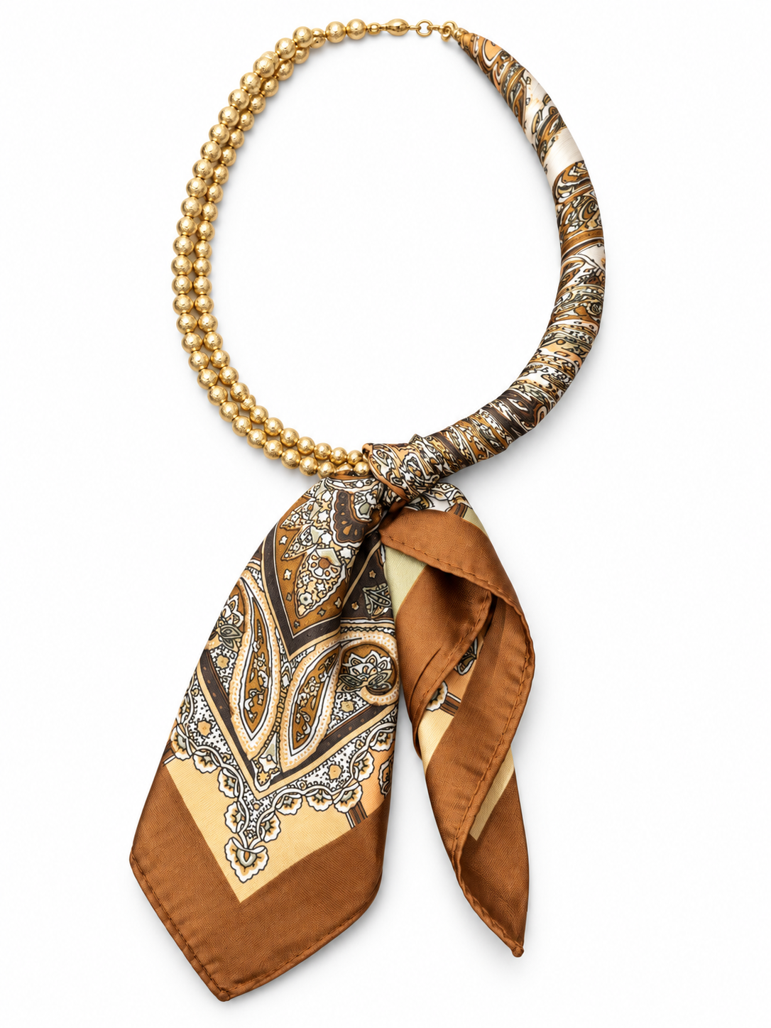 Gold Beaded Scarf Necklace☀️